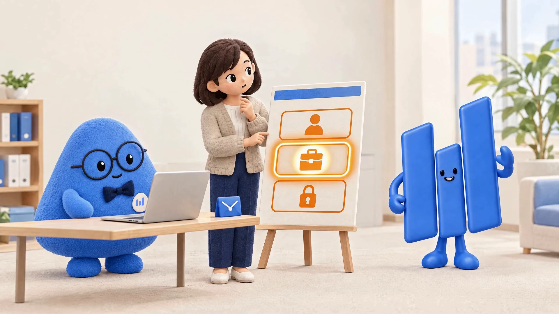 An employee explaining personal, business, and confidential information with Dodam and BI.